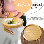 25cm klappbares Sofa-Rundtablett, Couch-Armlehnenablage für zu Hause, Kiefernholz, Bambus