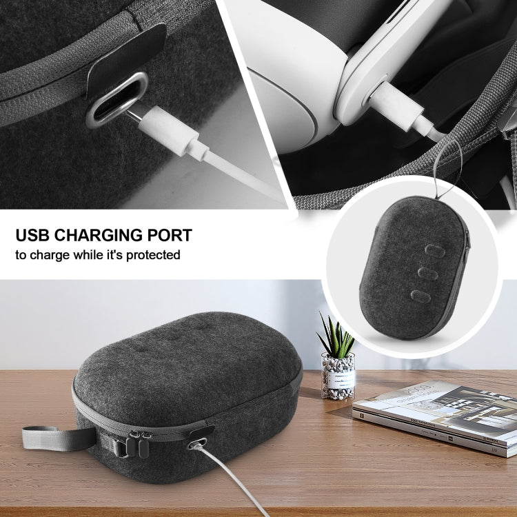 JYS-MQ018 Aufbewahrungstasche für Apple Vision Pro / Meta Quest 3 VR-Brillen, Anti-Sturz und Anti-Kratz, tragbare Tasche, Schwarz, Grau
