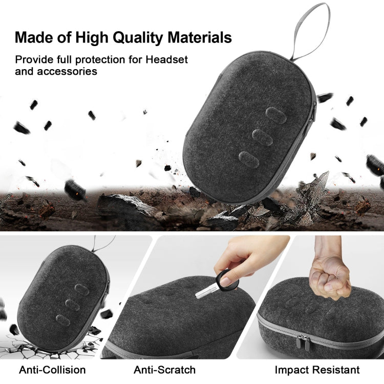JYS-MQ018 Aufbewahrungstasche für Apple Vision Pro / Meta Quest 3 VR-Brillen, Anti-Sturz und Anti-Kratz, tragbare Tasche, Schwarz, Grau