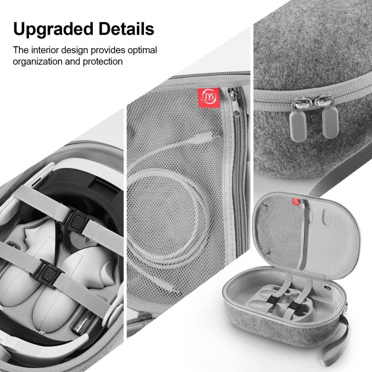 JYS-MQ018 Aufbewahrungstasche für Apple Vision Pro / Meta Quest 3 VR-Brillen, Anti-Sturz und Anti-Kratz, tragbare Tasche, Schwarz, Grau