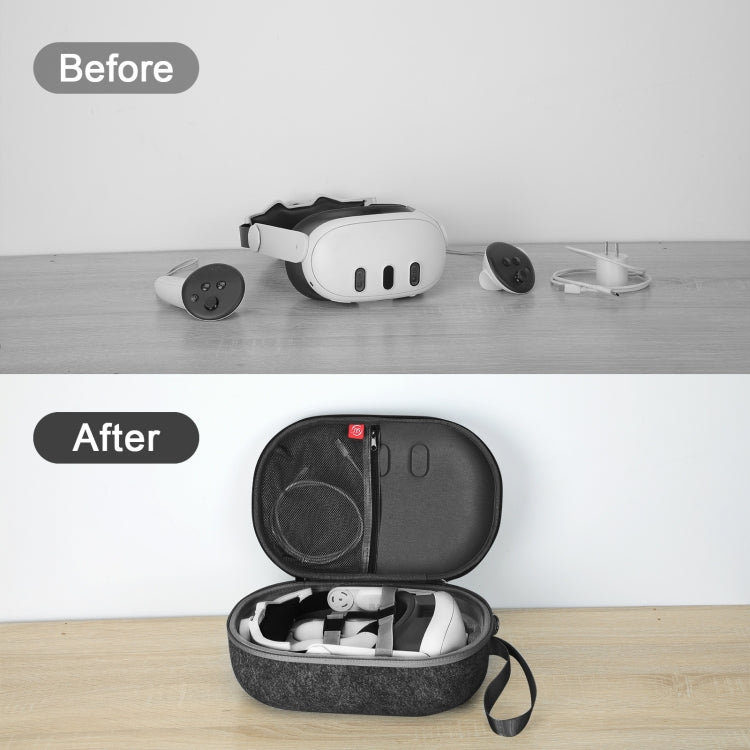 JYS-MQ018 Aufbewahrungstasche für Apple Vision Pro / Meta Quest 3 VR-Brillen, Anti-Sturz und Anti-Kratz, tragbare Tasche, Schwarz, Grau