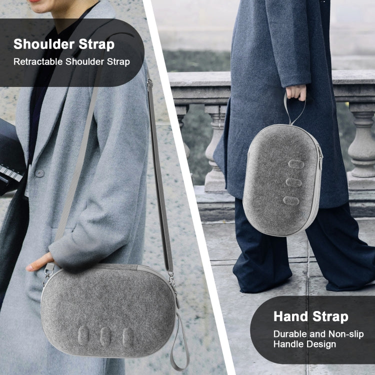 JYS-MQ018 Aufbewahrungstasche für Apple Vision Pro / Meta Quest 3 VR-Brillen, Anti-Sturz und Anti-Kratz, tragbare Tasche, Schwarz, Grau