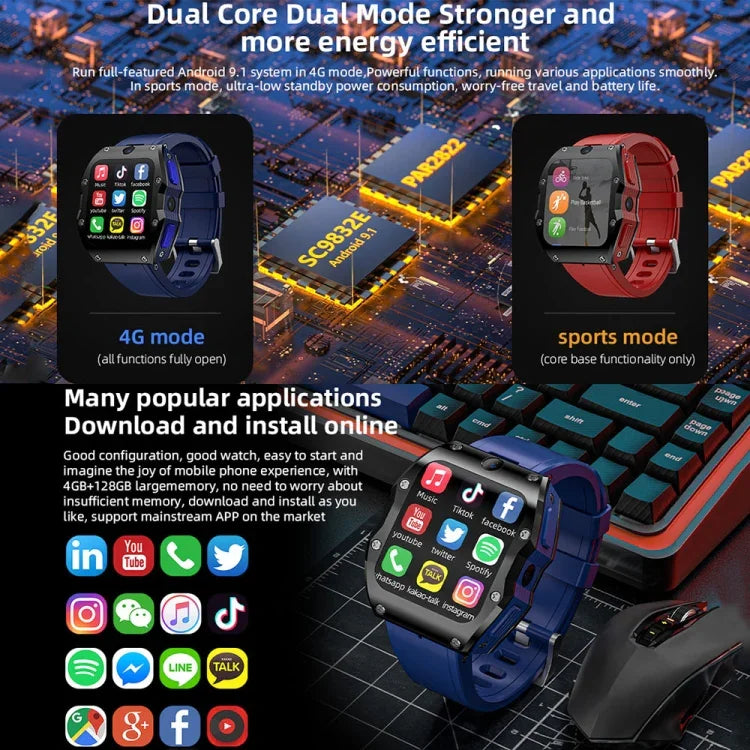 LOKMAT Appllp 3 Max 2,02-Zoll-Steckkarte 4G Anruf Wasserdichte Sport-Smartwatch mit SOS