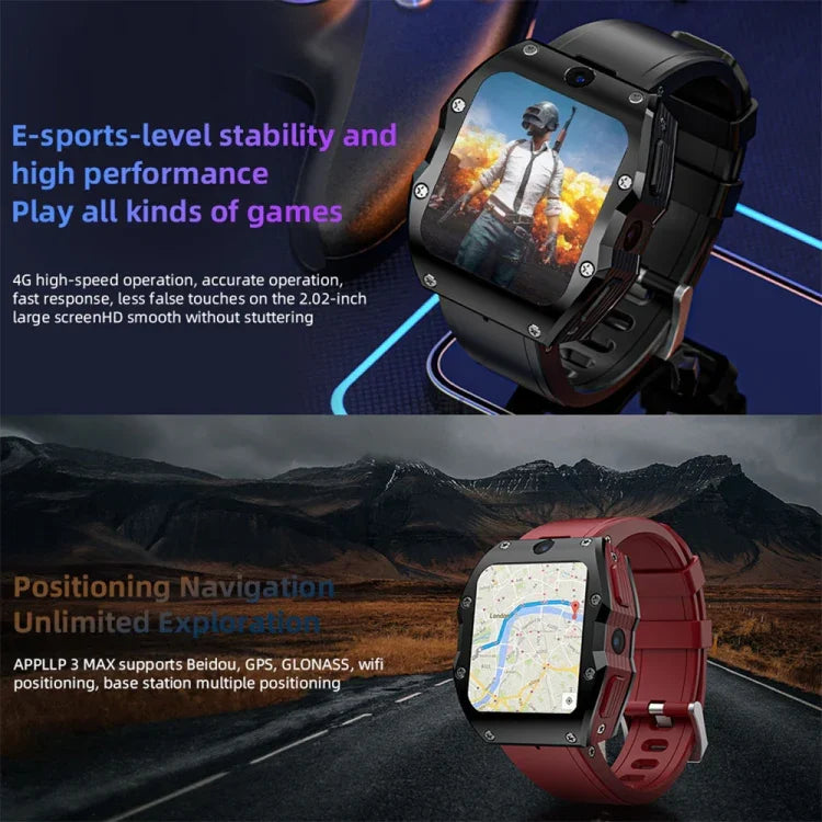 LOKMAT Appllp 3 Max 2,02-Zoll-Steckkarte 4G Anruf Wasserdichte Sport-Smartwatch mit SOS