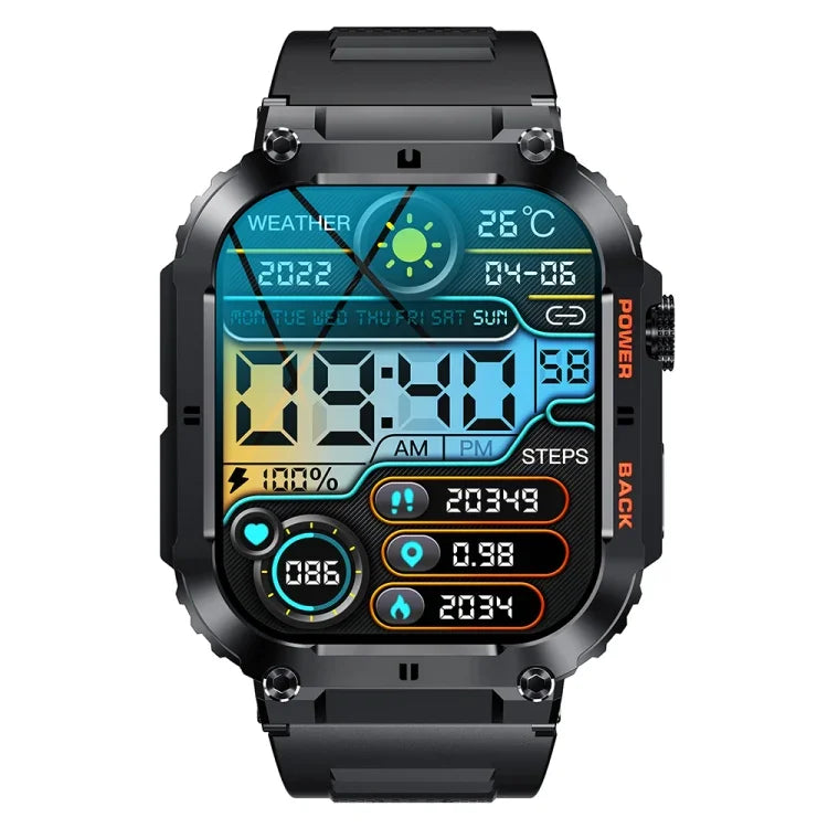 K57 Pro 1,96 Zoll Bluetooth Anruf Musik Wetteranzeige Wasserdichte Smartwatch, Schwarz, Orange, Schwarz Leder, Silber Leder, Schwarz Stahl, Silber Stahl, Schwarz Dreireihig, Silber Dreireihig, Schwarz Bambus, Silber Bambus