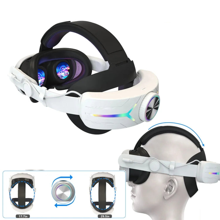 Für Meta Quest 3 USB-wiederaufladbares faltbares Headset mit RGB-Beleuchtungseffekt, für Meta Quest 3 (Elite), für Meta Quest 3 (Weiß), für Meta Quest 3 (Schwarz)