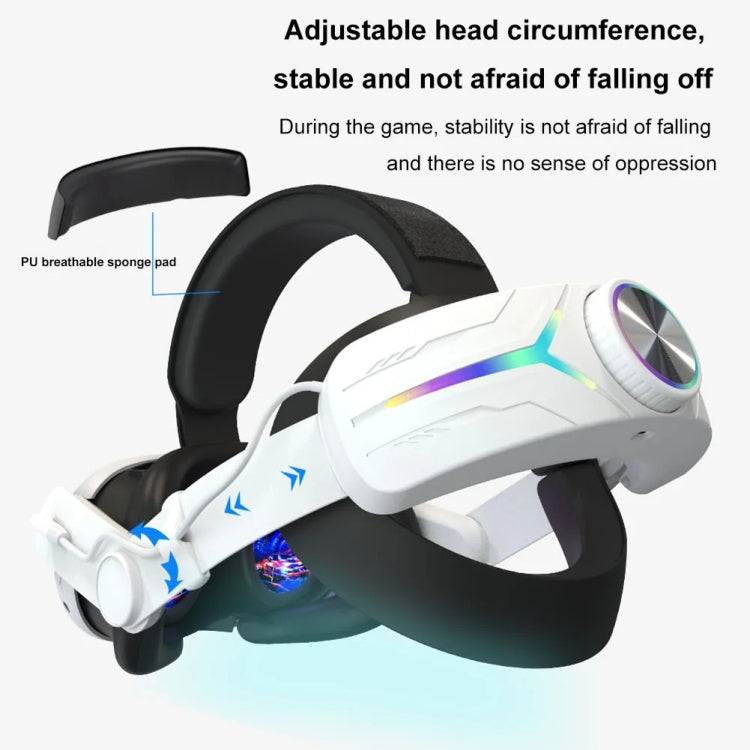Für Meta Quest 3 USB-wiederaufladbares faltbares Headset mit RGB-Beleuchtungseffekt, für Meta Quest 3 (Elite), für Meta Quest 3 (Weiß), für Meta Quest 3 (Schwarz)