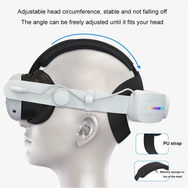 Für Meta Quest 3 USB-wiederaufladbares faltbares Headset mit RGB-Beleuchtungseffekt, für Meta Quest 3 (Elite), für Meta Quest 3 (Weiß), für Meta Quest 3 (Schwarz)