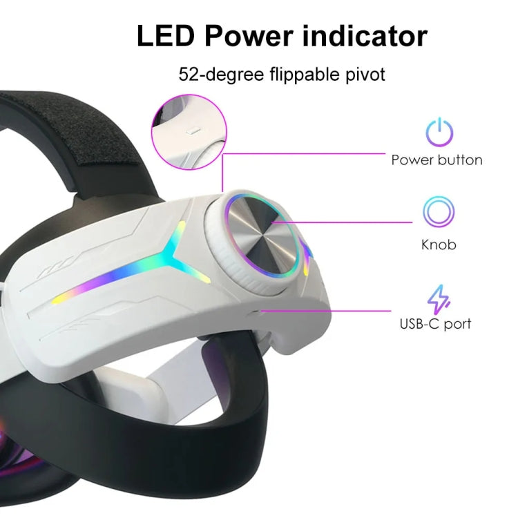 Für Meta Quest 3 USB-wiederaufladbares faltbares Headset mit RGB-Beleuchtungseffekt, für Meta Quest 3 (Elite), für Meta Quest 3 (Weiß), für Meta Quest 3 (Schwarz)