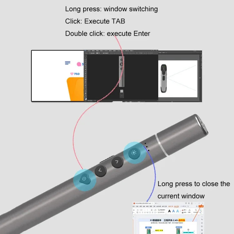 Konferenz-Lehrseite, Drehstift, elektronischer Teleskop-Zeiger, Laserpointer, PPT drahtloser Presenter, Teleskop-Laserpointer