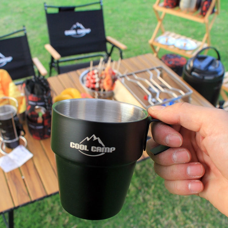 COOL CAMP CF-519 Outdoor Camping 304 Stainless Steel Coffee Cup Thermal Insulation Anti-Scald Double Vacuum Mugs, 4 In 1 Set