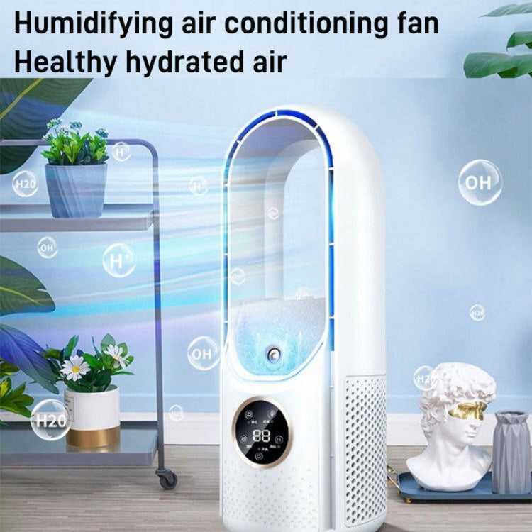 Schreibtisch Ventilator ohne Rotorblätter mit Luftbefeuchtung, sechsstufig einstellbar mit LED-Licht und Timer-Funktion