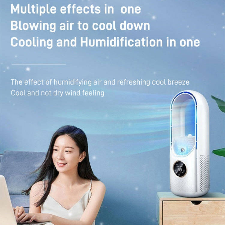 Schreibtisch Ventilator ohne Rotorblätter mit Luftbefeuchtung, sechsstufig einstellbar mit LED-Licht und Timer-Funktion