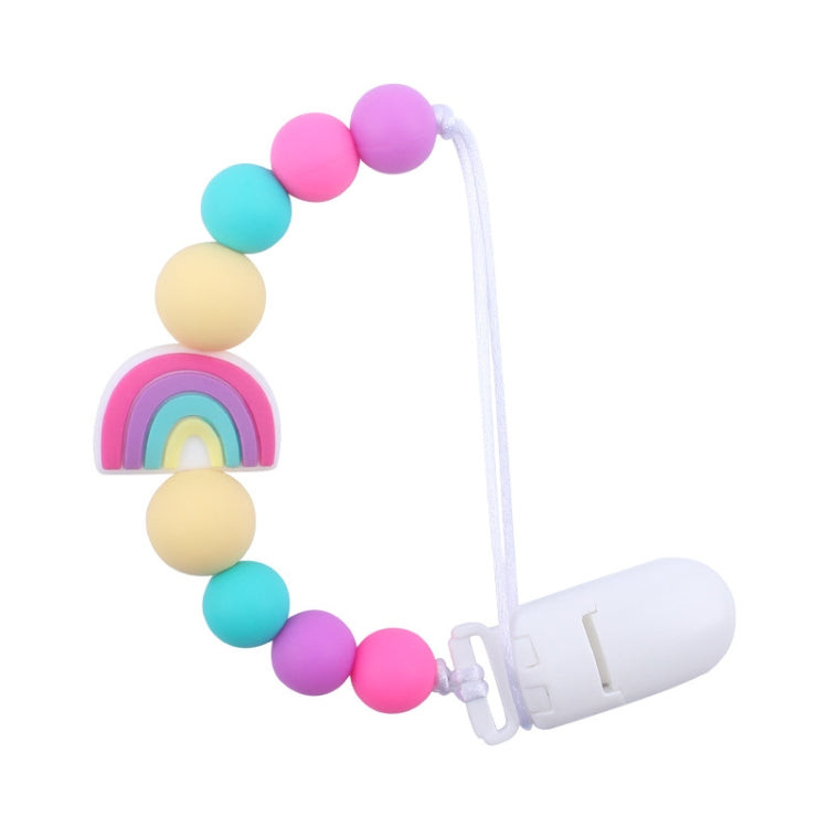 Baby Anti-drop Kette Schnullerclips Silikon Regenbogenperlen Schnullerhalter Nuckelclip, Regenbogen Pink, Regenbogen Blau, Regenbogen Lila