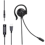 SOYTO SY227 Einseitiges Ohrbügel-Headset mit Kabel für Computer, 3,5mm, getrennte USB-Kabelsteuerung