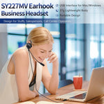 SOYTO SY227 Einseitiges Ohrbügel-Headset mit Kabel für Computer, 3,5mm, getrennte USB-Kabelsteuerung