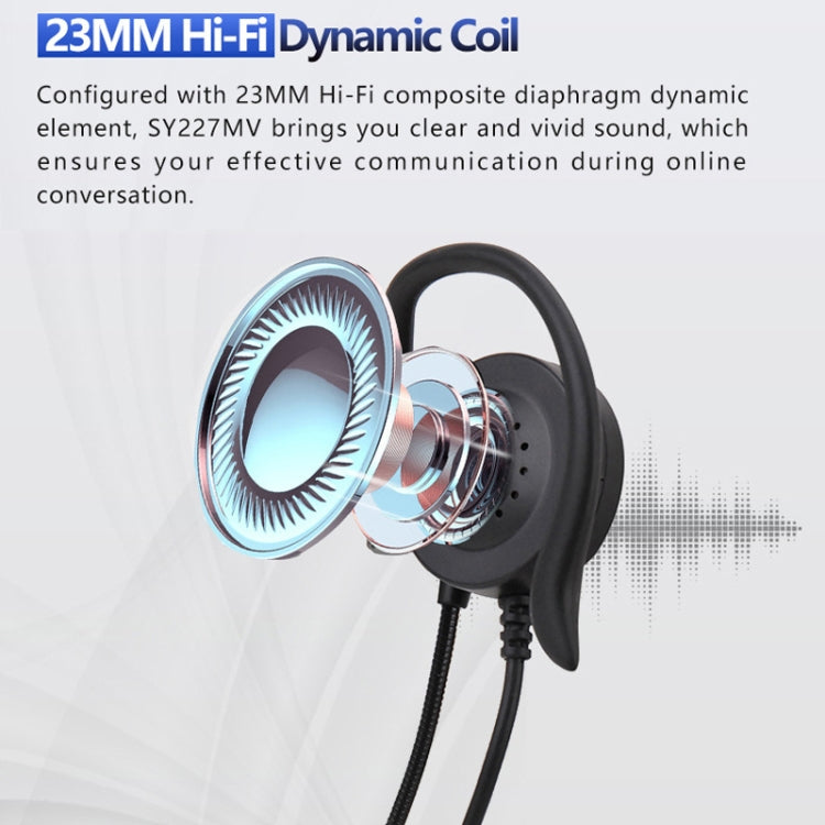 SOYTO SY227 Einseitiges Ohrbügel-Headset mit Kabel für Computer, 3,5mm, getrennte USB-Kabelsteuerung