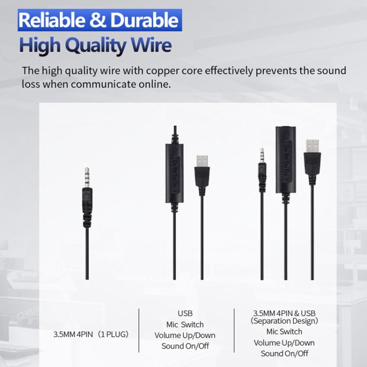 SOYTO SY227 Einseitiges Ohrbügel-Headset mit Kabel für Computer, 3,5mm, getrennte USB-Kabelsteuerung
