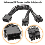 8P Weiblich zu Doppel 6+2Pin Männlich Grafikkarten-Stromkabel 8P zu Doppel 8P 1 zu 2 Stromadapterkabel, 8P Weiblich zu Doppel 6+2Pin Männlich
