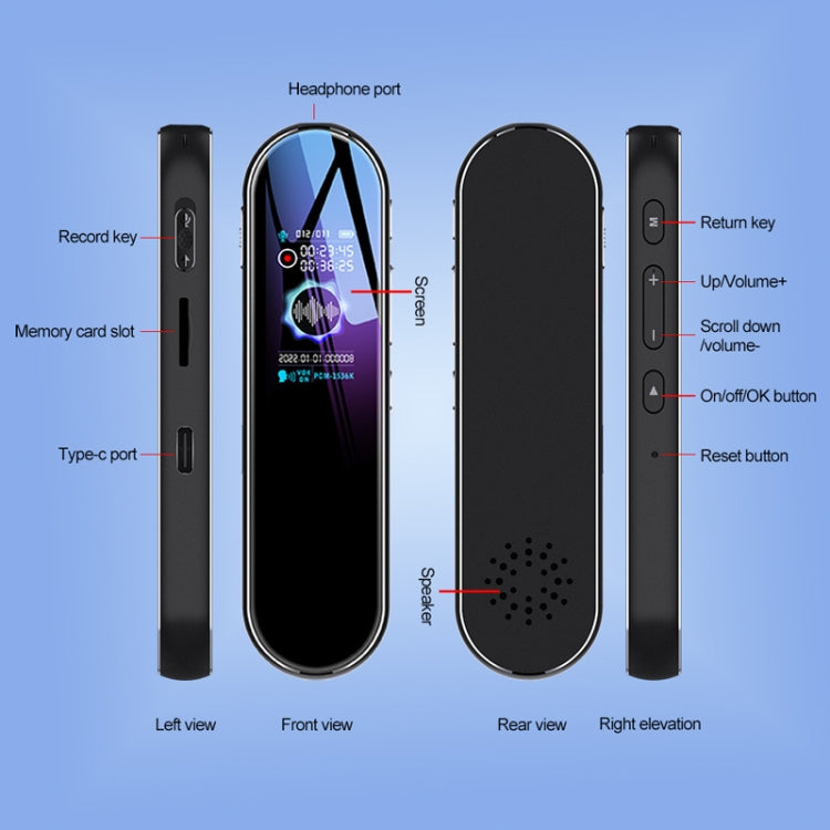 Q53 Ultra Lange Standby-Timer Diktiergerät HD Geräuschunterdrückungs-Aufnahmegerät, Kein Speicher, 4GB, 8GB, 16GB, 32GB, 64GB, 128GB