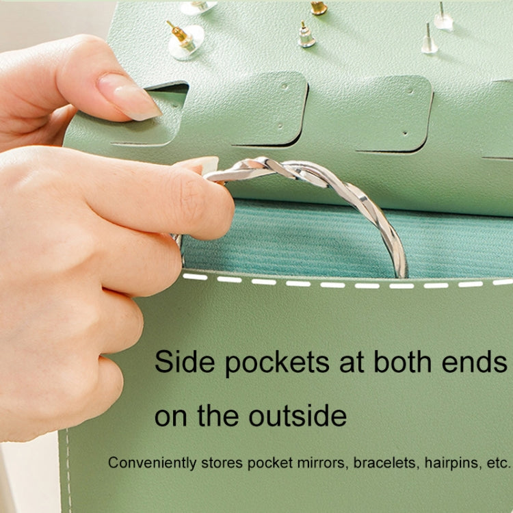 Book Shaped Jewelry Bag Large capacity Travel Portable Multifunctional Earring Storage Bag, Blue, Green, Pink