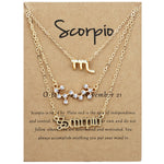 3-in-1 Halskette Set mit 12 Tierkreiszeichen Retro Alphabet Symbole mit Diamanten Schmuckset, Skorpion Gold, Schütze Gold, Steinbock Gold, Stier Gold, Fische Gold, Löwe Gold, Waage Gold, Krebs Gold, Wassermann Gold, Jungfrau Gold, Widder Gold...
