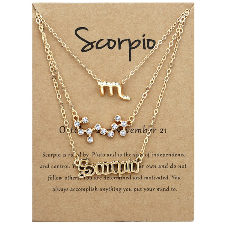 3-in-1 Halskette Set mit 12 Tierkreiszeichen Retro Alphabet Symbole mit Diamanten Schmuckset, Skorpion Gold, Schütze Gold, Steinbock Gold, Stier Gold, Fische Gold, Löwe Gold, Waage Gold, Krebs Gold, Wassermann Gold, Jungfrau Gold, Widder Gold...