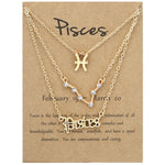 3-in-1 Halskette Set mit 12 Tierkreiszeichen Retro Alphabet Symbole mit Diamanten Schmuckset, Skorpion Gold, Schütze Gold, Steinbock Gold, Stier Gold, Fische Gold, Löwe Gold, Waage Gold, Krebs Gold, Wassermann Gold, Jungfrau Gold, Widder Gold...