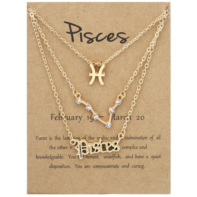 3-in-1 Halskette Set mit 12 Tierkreiszeichen Retro Alphabet Symbole mit Diamanten Schmuckset, Skorpion Gold, Schütze Gold, Steinbock Gold, Stier Gold, Fische Gold, Löwe Gold, Waage Gold, Krebs Gold, Wassermann Gold, Jungfrau Gold, Widder Gold...