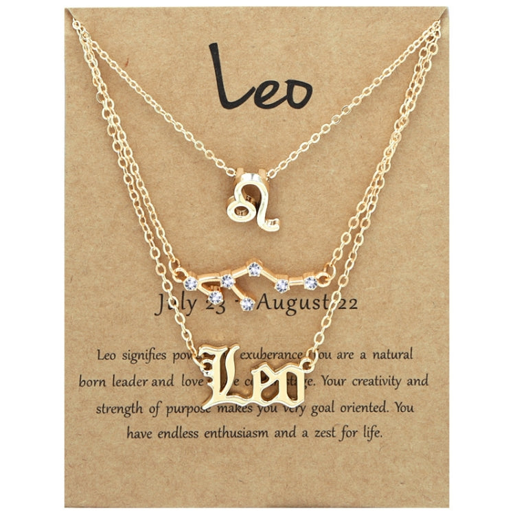 3-in-1 Halskette Set mit 12 Tierkreiszeichen Retro Alphabet Symbole mit Diamanten Schmuckset, Skorpion Gold, Schütze Gold, Steinbock Gold, Stier Gold, Fische Gold, Löwe Gold, Waage Gold, Krebs Gold, Wassermann Gold, Jungfrau Gold, Widder Gold...