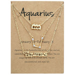 3-in-1 Halskette Set mit 12 Tierkreiszeichen Retro Alphabet Symbole mit Diamanten Schmuckset, Skorpion Gold, Schütze Gold, Steinbock Gold, Stier Gold, Fische Gold, Löwe Gold, Waage Gold, Krebs Gold, Wassermann Gold, Jungfrau Gold, Widder Gold...
