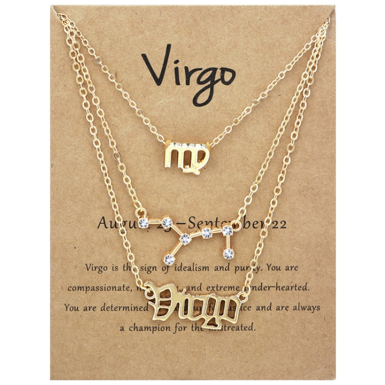 3-in-1 Halskette Set mit 12 Tierkreiszeichen Retro Alphabet Symbole mit Diamanten Schmuckset, Skorpion Gold, Schütze Gold, Steinbock Gold, Stier Gold, Fische Gold, Löwe Gold, Waage Gold, Krebs Gold, Wassermann Gold, Jungfrau Gold, Widder Gold...