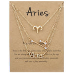 3-in-1 Halskette Set mit 12 Tierkreiszeichen Retro Alphabet Symbole mit Diamanten Schmuckset, Skorpion Gold, Schütze Gold, Steinbock Gold, Stier Gold, Fische Gold, Löwe Gold, Waage Gold, Krebs Gold, Wassermann Gold, Jungfrau Gold, Widder Gold...