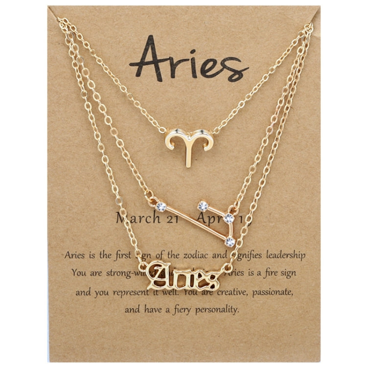 3-in-1 Halskette Set mit 12 Tierkreiszeichen Retro Alphabet Symbole mit Diamanten Schmuckset, Skorpion Gold, Schütze Gold, Steinbock Gold, Stier Gold, Fische Gold, Löwe Gold, Waage Gold, Krebs Gold, Wassermann Gold, Jungfrau Gold, Widder Gold...