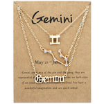 3-in-1 Halskette Set mit 12 Tierkreiszeichen Retro Alphabet Symbole mit Diamanten Schmuckset, Skorpion Gold, Schütze Gold, Steinbock Gold, Stier Gold, Fische Gold, Löwe Gold, Waage Gold, Krebs Gold, Wassermann Gold, Jungfrau Gold, Widder Gold...