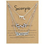 3-in-1 Halskette Set mit 12 Tierkreiszeichen Retro Alphabet Symbole mit Diamanten Schmuckset, Skorpion Gold, Schütze Gold, Steinbock Gold, Stier Gold, Fische Gold, Löwe Gold, Waage Gold, Krebs Gold, Wassermann Gold, Jungfrau Gold, Widder Gold...