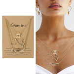3-in-1 Halskette Set mit 12 Tierkreiszeichen Retro Alphabet Symbole mit Diamanten Schmuckset, Skorpion Gold, Schütze Gold, Steinbock Gold, Stier Gold, Fische Gold, Löwe Gold, Waage Gold, Krebs Gold, Wassermann Gold, Jungfrau Gold, Widder Gold...
