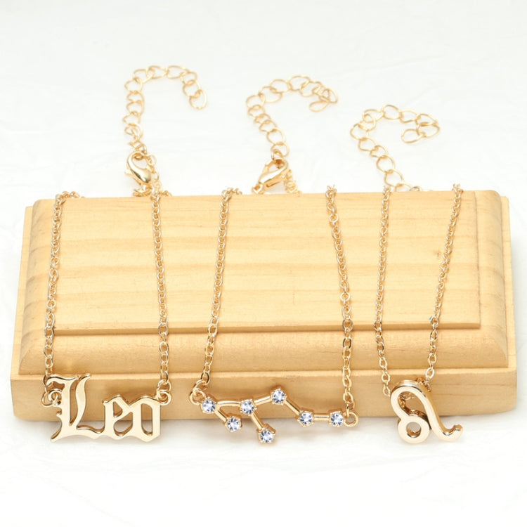 3-in-1 Halskette Set mit 12 Tierkreiszeichen Retro Alphabet Symbole mit Diamanten Schmuckset, Skorpion Gold, Schütze Gold, Steinbock Gold, Stier Gold, Fische Gold, Löwe Gold, Waage Gold, Krebs Gold, Wassermann Gold, Jungfrau Gold, Widder Gold...