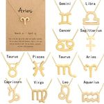 Tierkreiszeichen Halskette Vergoldete Legierung Kurze Kette Schmuck, Widder Gold, Krebs Gold, Waage Gold, Jungfrau Gold, Löwe Gold, Wassermann Gold, Fische Gold, Stier Gold, Steinbock Gold, Schütze Gold, Skorpion Gold, Zwillinge Gold