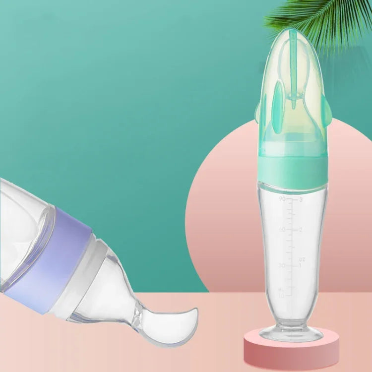 Baby Silikonflasche Drückbarer Fütterlöffel Kinder Ergänzungsflaschenfütterer