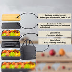 1200ml Portable Lunchbox mit Fächern, isoliert, doppelwandig, mikrowellengeeignet, Kunststoff-Lebensmittelbehälter, ohne Isoliertasche Schwarz, ohne Isoliertasche Weiß, mit Isoliertasche Schwarz, mit Isoliertasche Weiß