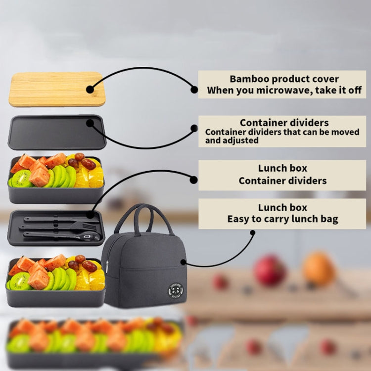1200ml Portable Lunchbox mit Fächern, isoliert, doppelwandig, mikrowellengeeignet, Kunststoff-Lebensmittelbehälter, ohne Isoliertasche Schwarz, ohne Isoliertasche Weiß, mit Isoliertasche Schwarz, mit Isoliertasche Weiß