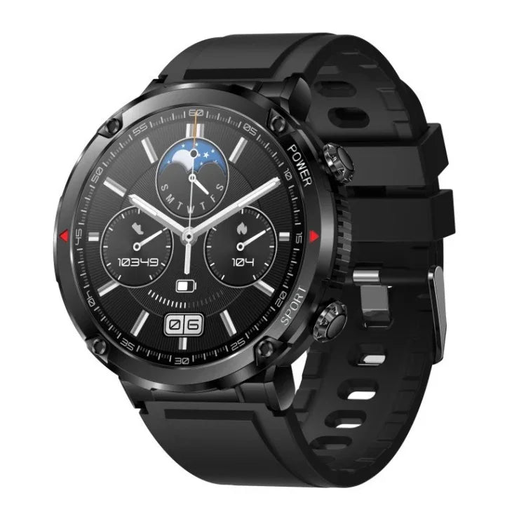T30 1,6-Zoll Outdoor-Sportuhr, wasserdicht, mit Bluetooth-Anruffunktion und Musikfunktion, Schwarz, Dunkelgrün, Schwarz (Stahl + Silikon), Schwarz (Netz + Silikon)
