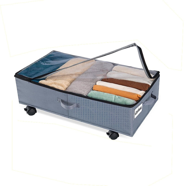 Faltbare Unterbett-Aufbewahrungsboxen für Kleidung und Schuhe mit Rollen und Griffen, transparente Abdeckung, Grau 78x38x16cm