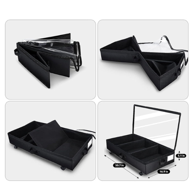 Faltbare Unterbett-Aufbewahrungsboxen für Kleidung und Schuhe mit Rollen und Griffen, transparente Abdeckung, Grau 78x38x16cm