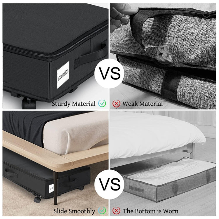 Faltbare Unterbett-Aufbewahrungsboxen für Kleidung und Schuhe mit Rollen und Griffen, transparente Abdeckung, Grau 78x38x16cm