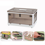 Faltbare Kunststoff-Aufbewahrungsbox Stapelbarer Aufbewahrungs-Organizer mit Rollen, Weiß 37 x 26,5 x 22 cm, Gelb 37 x 26,5 x 22 cm, Grün 37 x 26,5 x 22 cm, Weißer Holzdeckel 37 x 26,5 x 22 cm, Gelber Holzdeckel 37 x 26,5 x 22 cm