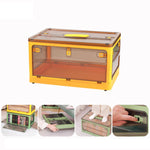 Faltbare Kunststoff-Aufbewahrungsbox Stapelbarer Aufbewahrungs-Organizer mit Rollen, Weiß 37 x 26,5 x 22 cm, Gelb 37 x 26,5 x 22 cm, Grün 37 x 26,5 x 22 cm, Weißer Holzdeckel 37 x 26,5 x 22 cm, Gelber Holzdeckel 37 x 26,5 x 22 cm