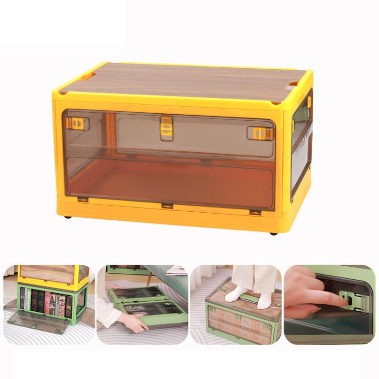 Faltbare Kunststoff-Aufbewahrungsbox Stapelbarer Aufbewahrungs-Organizer mit Rollen, Weiß 37 x 26,5 x 22 cm, Gelb 37 x 26,5 x 22 cm, Grün 37 x 26,5 x 22 cm, Weißer Holzdeckel 37 x 26,5 x 22 cm, Gelber Holzdeckel 37 x 26,5 x 22 cm