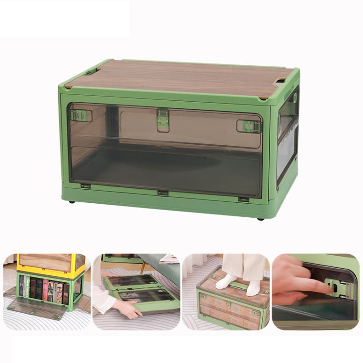 Faltbare Kunststoff-Aufbewahrungsbox Stapelbarer Aufbewahrungs-Organizer mit Rollen, Weiß 37 x 26,5 x 22 cm, Gelb 37 x 26,5 x 22 cm, Grün 37 x 26,5 x 22 cm, Weißer Holzdeckel 37 x 26,5 x 22 cm, Gelber Holzdeckel 37 x 26,5 x 22 cm